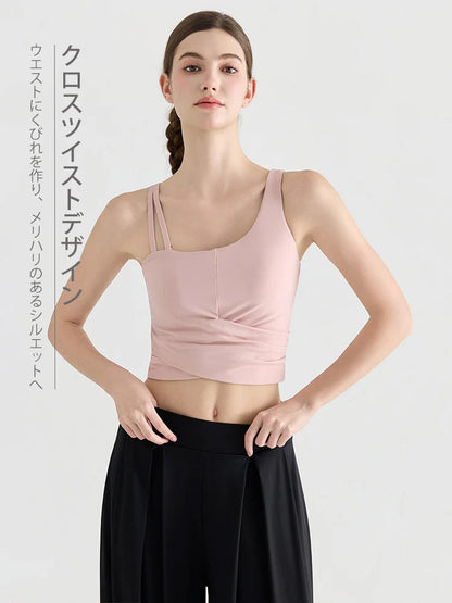 裾ツイスト アシンメトリー 美背スポーツブラ