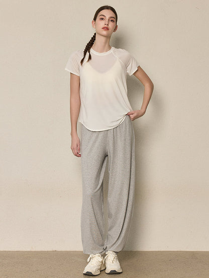 ハイウエスト ボタン付き ヨガ ハーレムパンツ