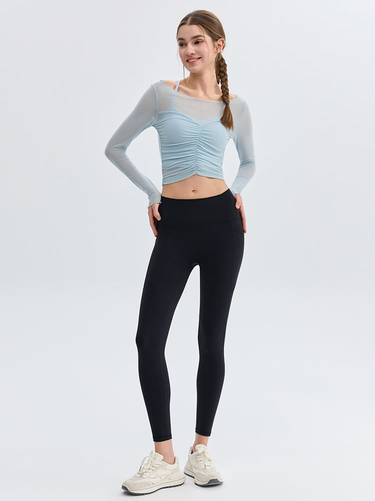 N66LYCRA®素材 美尻 マルチポケット付き 9分丈 レギンス