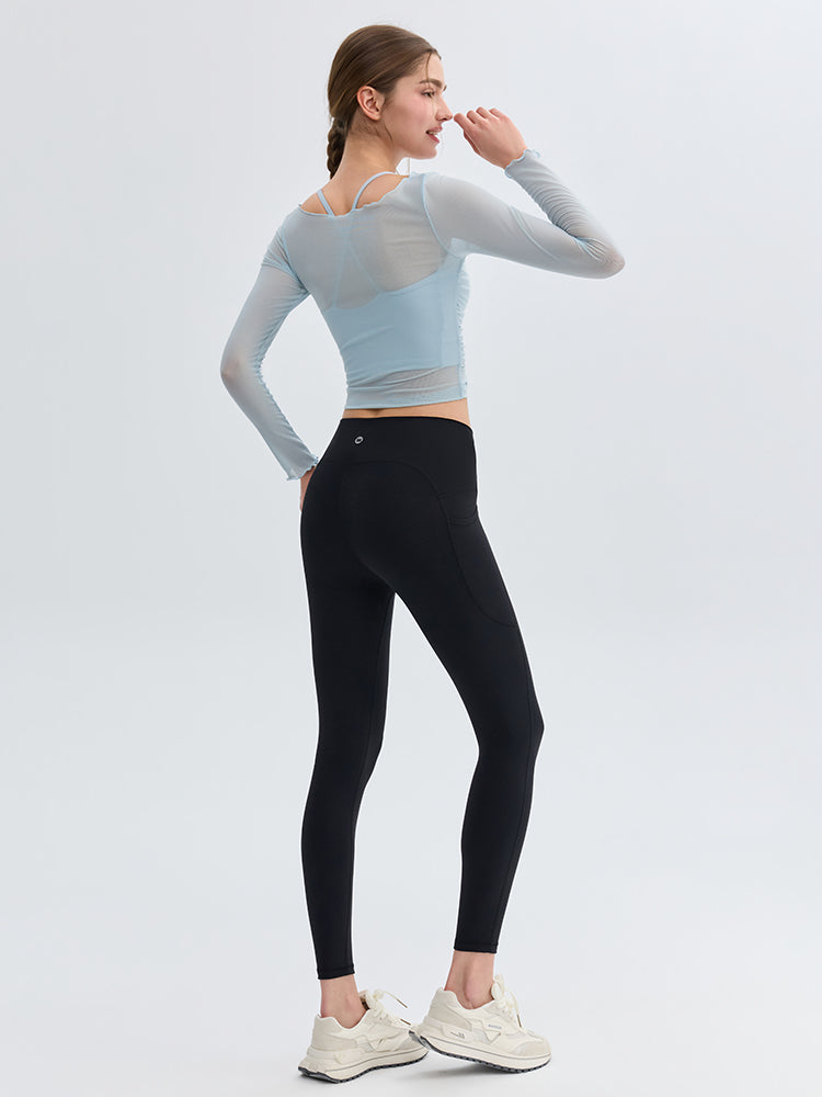 N66LYCRA®素材 美尻 マルチポケット付き 9分丈 レギンス