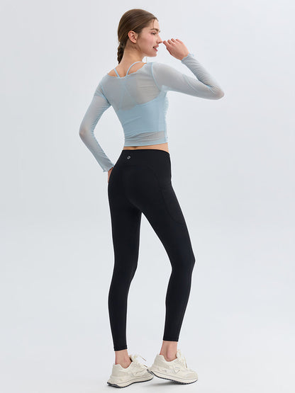 N66LYCRA®素材 美尻 マルチポケット付き 9分丈 レギンス