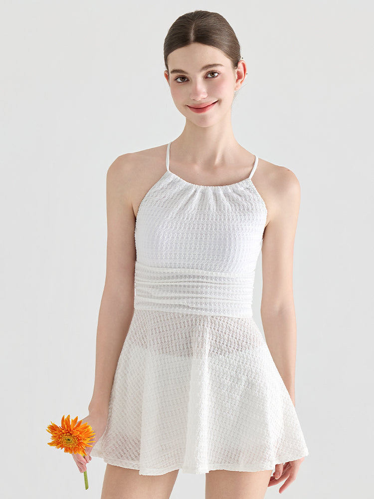 ホルダーネック フレアスカート インナーパンツ付き ワンピース水着