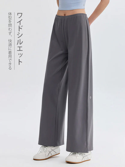 ソフトタッチ カジュアル 体型カバー スポーツウェア ワイドパンツ