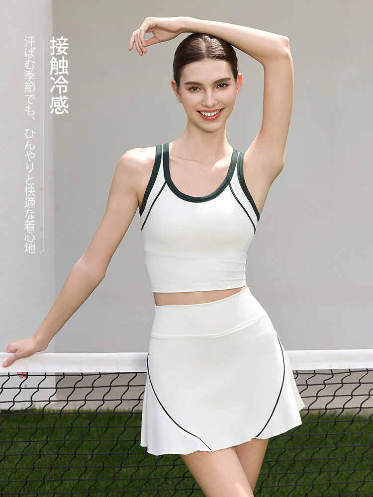 接触冷感 速乾 リブ タンクトップ テニス
