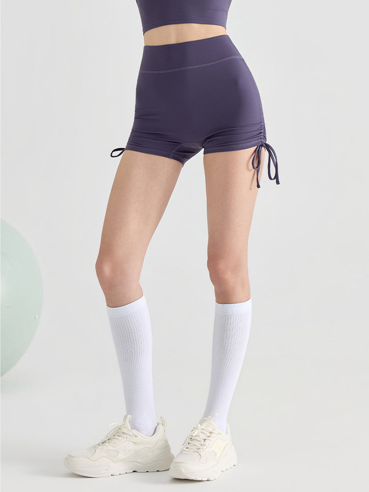 桃尻効果 ギャザー ドローストリング付き ショートパンツ