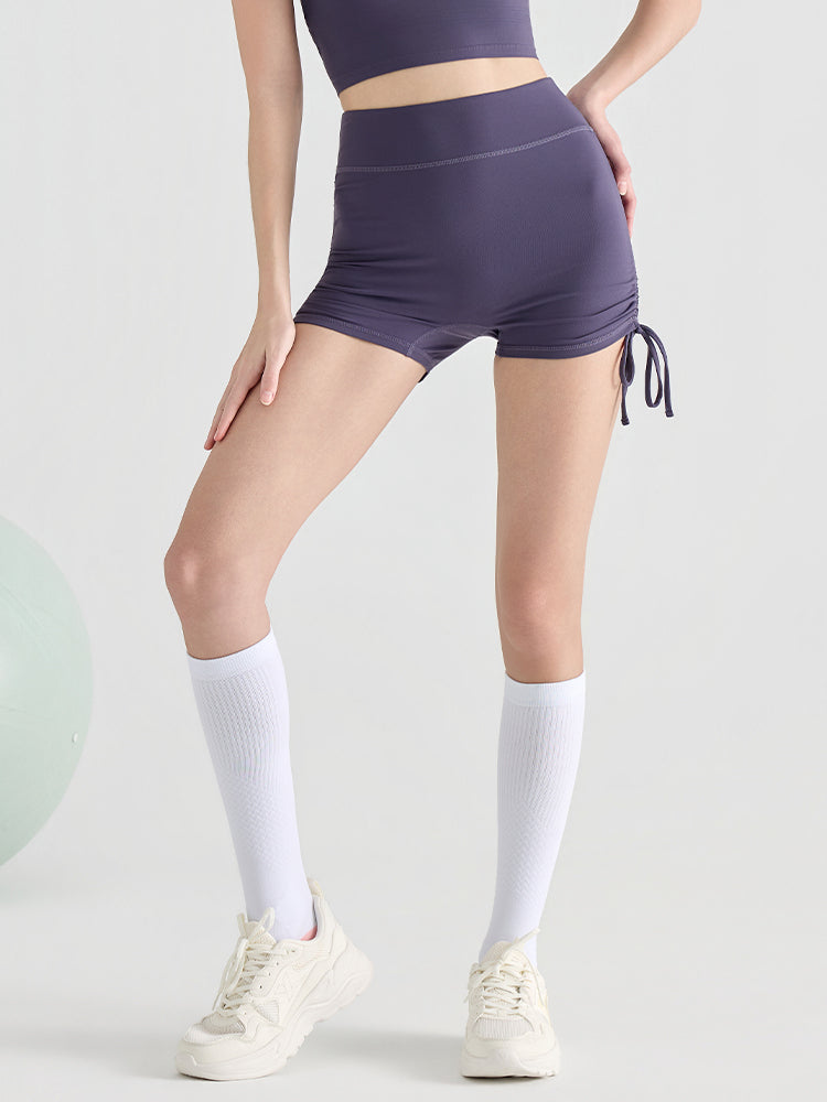 桃尻効果 ギャザー ドローストリング付き ショートパンツ